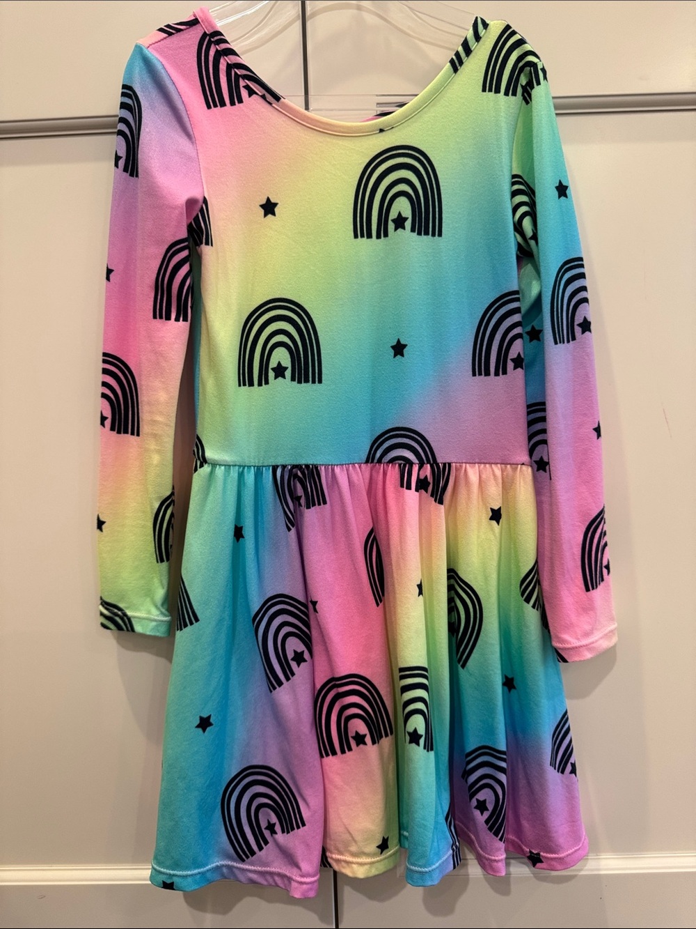 Simply Soft Girls Be Happy Dress Rainbow Star Long Sleeve Size 5